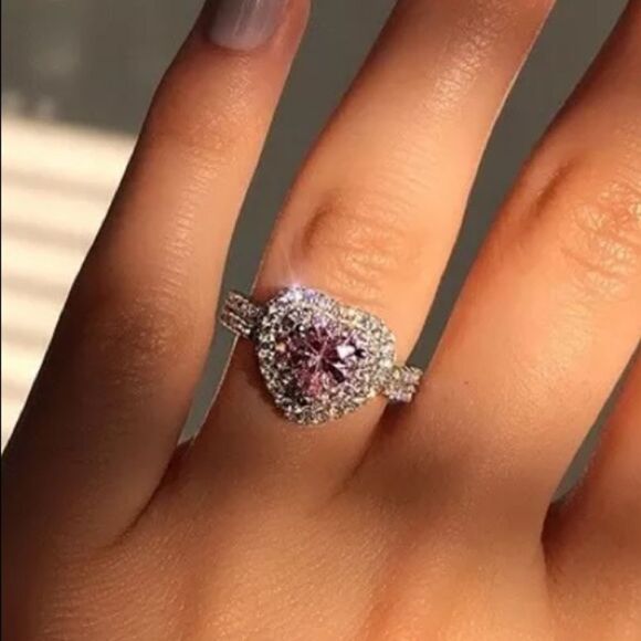 The Pink Tear sapphire 925 Silver tear drop statement ring sz 8 - Picture 5 of 11